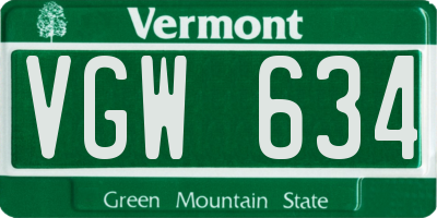 VT license plate VGW634