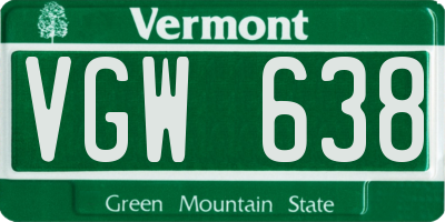 VT license plate VGW638