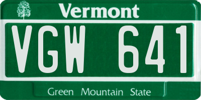 VT license plate VGW641