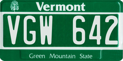 VT license plate VGW642