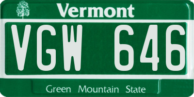 VT license plate VGW646
