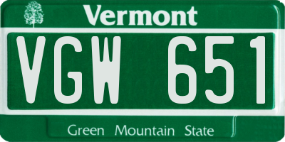 VT license plate VGW651