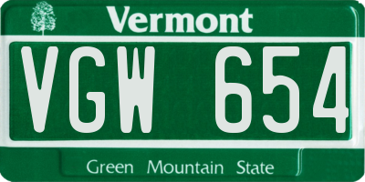 VT license plate VGW654