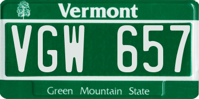 VT license plate VGW657