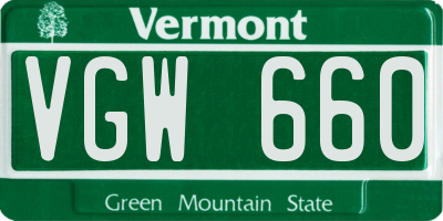 VT license plate VGW660