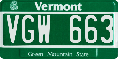 VT license plate VGW663