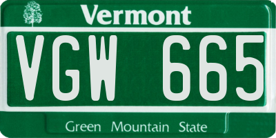 VT license plate VGW665