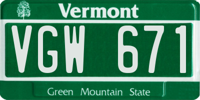 VT license plate VGW671