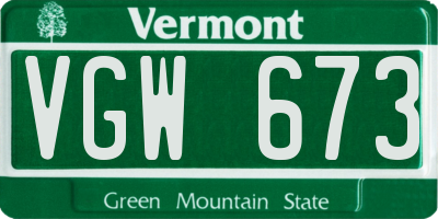 VT license plate VGW673