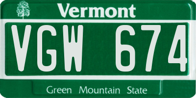 VT license plate VGW674