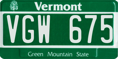 VT license plate VGW675