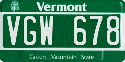 VT license plate VGW678