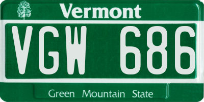 VT license plate VGW686