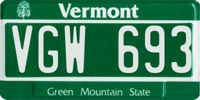 VT license plate VGW693