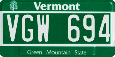 VT license plate VGW694