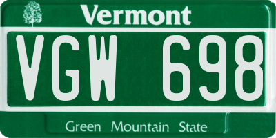 VT license plate VGW698