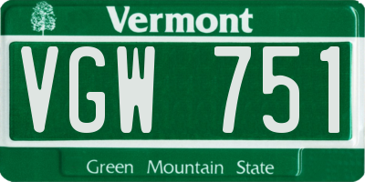 VT license plate VGW751