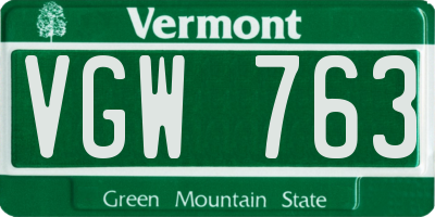 VT license plate VGW763