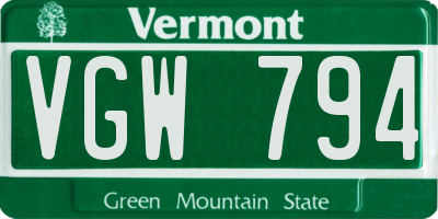 VT license plate VGW794