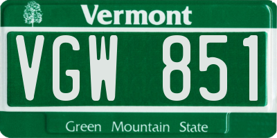 VT license plate VGW851