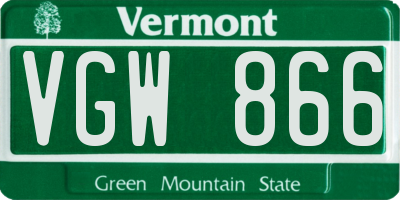 VT license plate VGW866