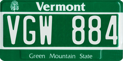 VT license plate VGW884