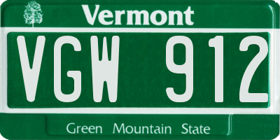 VT license plate VGW912