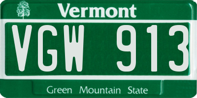 VT license plate VGW913