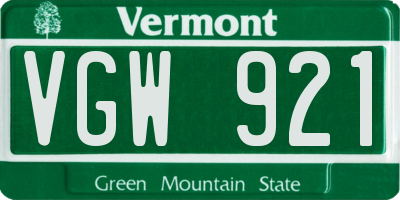VT license plate VGW921