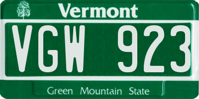 VT license plate VGW923