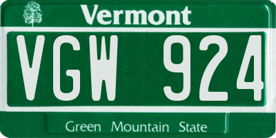 VT license plate VGW924