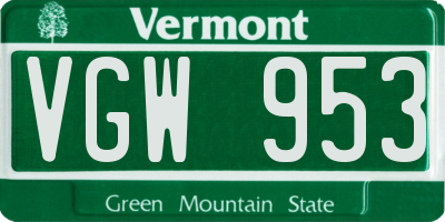 VT license plate VGW953