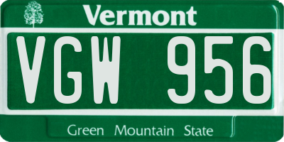 VT license plate VGW956