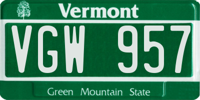 VT license plate VGW957