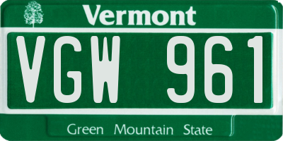 VT license plate VGW961
