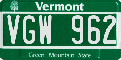 VT license plate VGW962