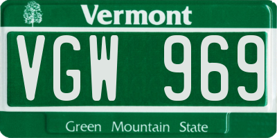 VT license plate VGW969