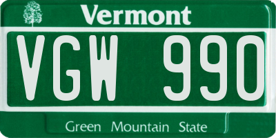 VT license plate VGW990