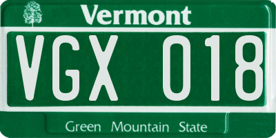 VT license plate VGX018