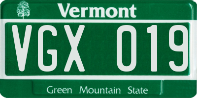 VT license plate VGX019