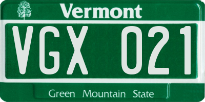 VT license plate VGX021