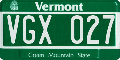 VT license plate VGX027