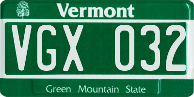 VT license plate VGX032