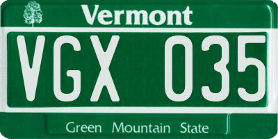 VT license plate VGX035