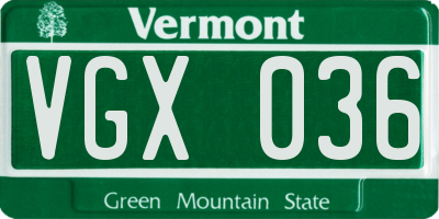 VT license plate VGX036