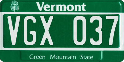 VT license plate VGX037