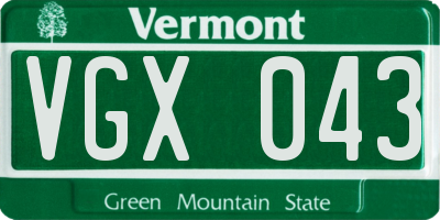VT license plate VGX043