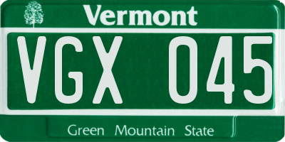 VT license plate VGX045