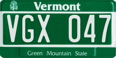 VT license plate VGX047