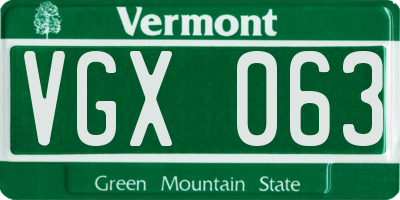 VT license plate VGX063